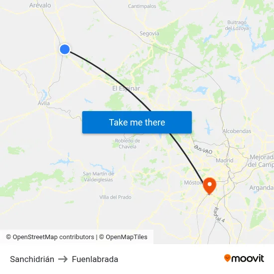 Sanchidrián to Fuenlabrada map