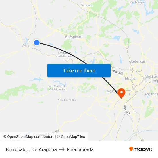 Berrocalejo De Aragona to Fuenlabrada map