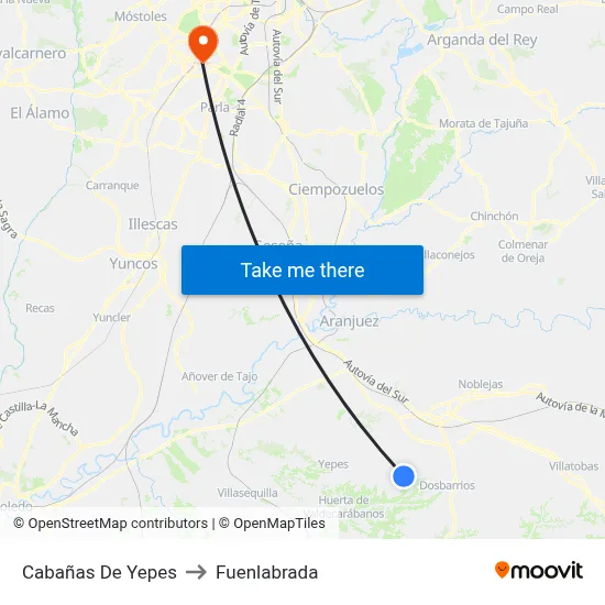 Cabañas De Yepes to Fuenlabrada map