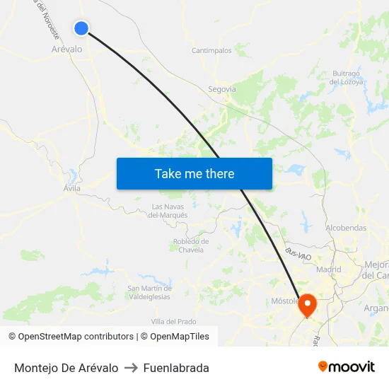 Montejo De Arévalo to Fuenlabrada map