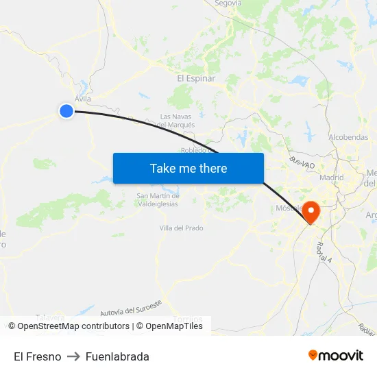 El Fresno to Fuenlabrada map