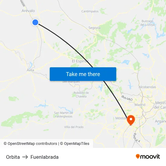Orbita to Fuenlabrada map