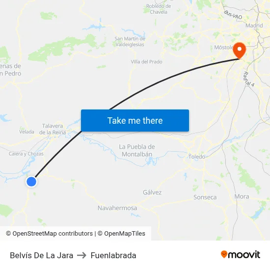 Belvís De La Jara to Fuenlabrada map