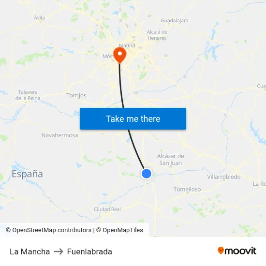 La Mancha to Fuenlabrada map