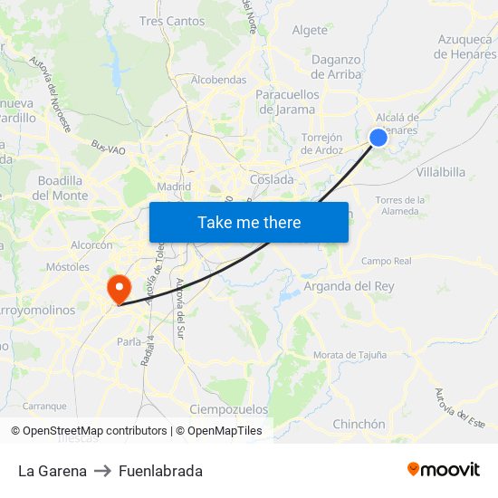 La Garena to Fuenlabrada map