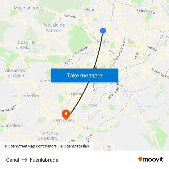 Canal to Fuenlabrada map
