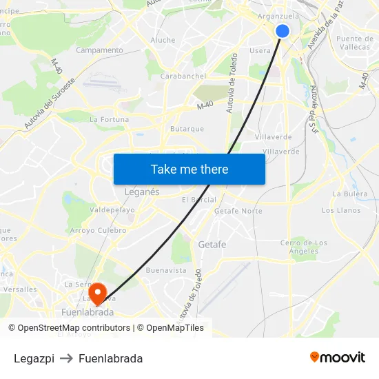 Legazpi to Fuenlabrada map