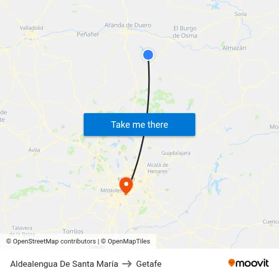 Aldealengua De Santa María to Getafe map