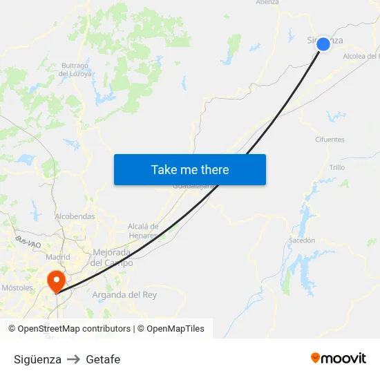 Sigüenza to Getafe map
