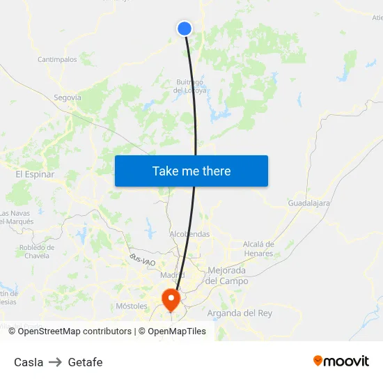 Casla to Getafe map