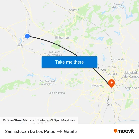 San Esteban De Los Patos to Getafe map