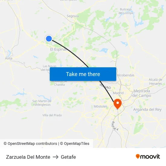 Zarzuela Del Monte to Getafe map