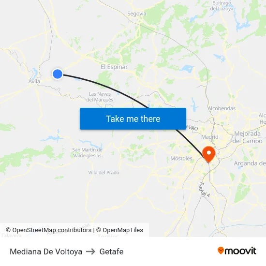 Mediana De Voltoya to Getafe map
