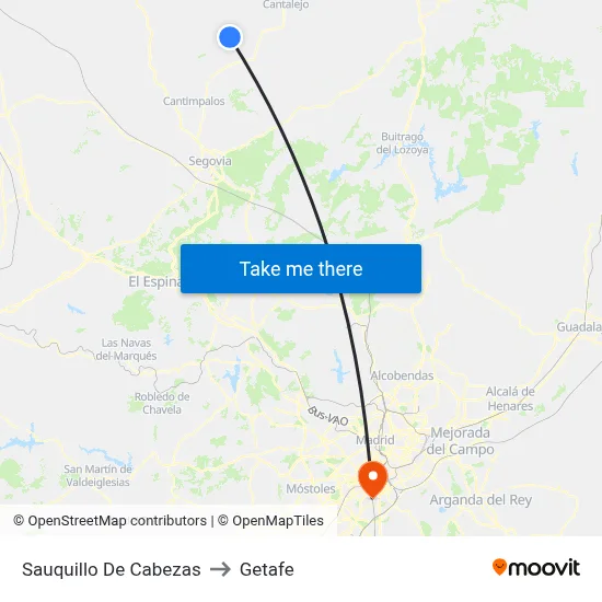 Sauquillo De Cabezas to Getafe map