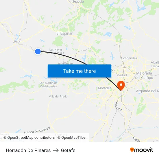 Herradón De Pinares to Getafe map