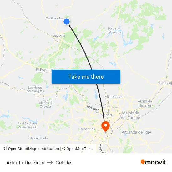 Adrada De Pirón to Getafe map