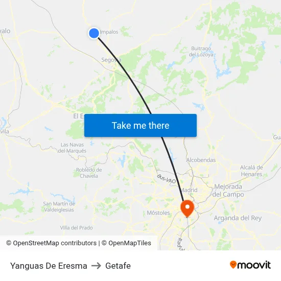 Yanguas De Eresma to Getafe map