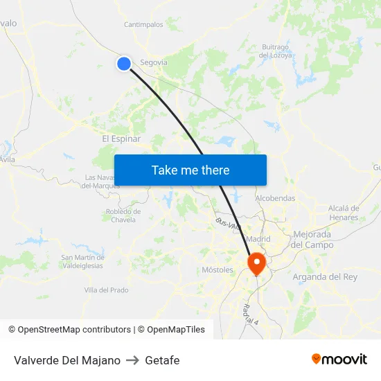 Valverde Del Majano to Getafe map