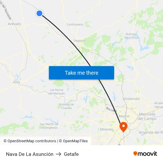 Nava De La Asunción to Getafe map