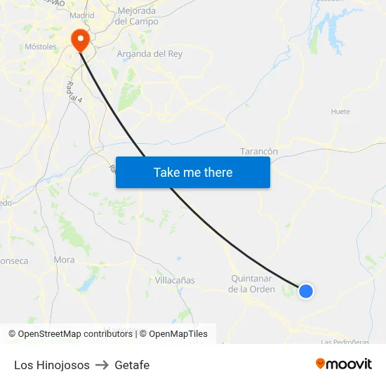 Los Hinojosos to Getafe map
