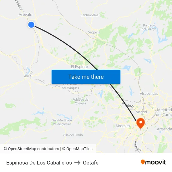 Espinosa De Los Caballeros to Getafe map
