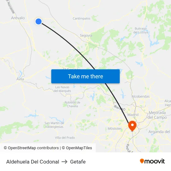 Aldehuela Del Codonal to Getafe map