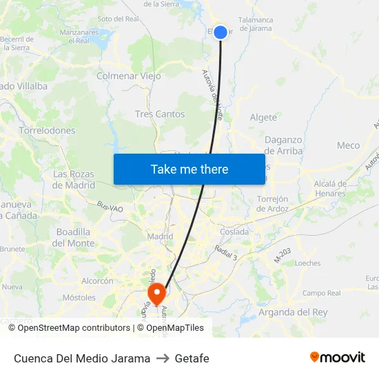 Cuenca Del Medio Jarama to Getafe map