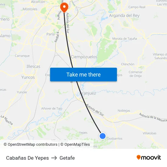 Cabañas De Yepes to Getafe map