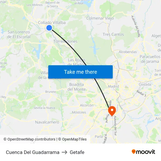 Cuenca Del Guadarrama to Getafe map