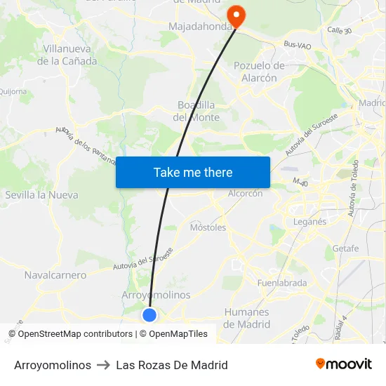 Arroyomolinos to Las Rozas De Madrid map