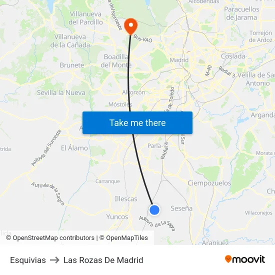Esquivias to Las Rozas De Madrid map