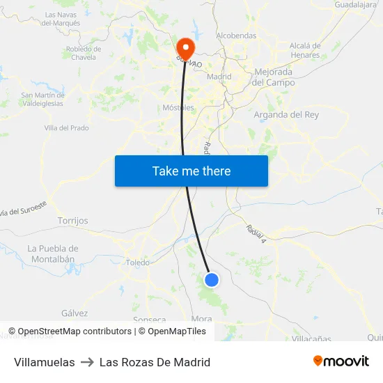 Villamuelas to Las Rozas De Madrid map