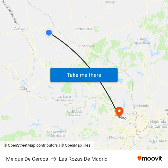 Melque De Cercos to Las Rozas De Madrid map