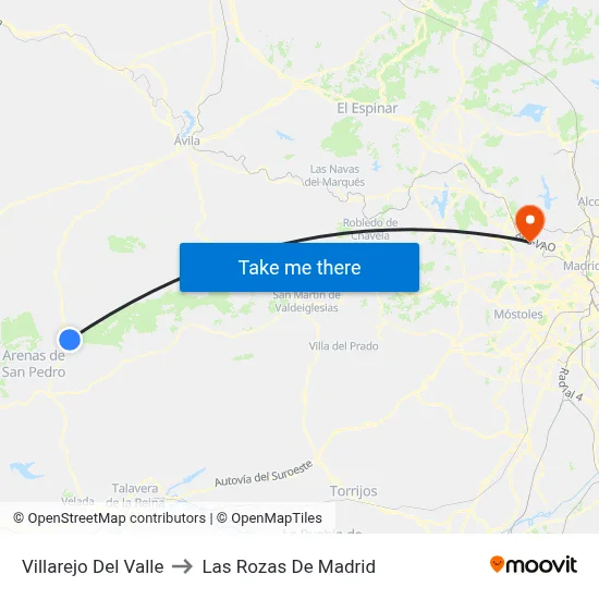 Villarejo Del Valle to Las Rozas De Madrid map