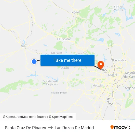 Santa Cruz De Pinares to Las Rozas De Madrid map