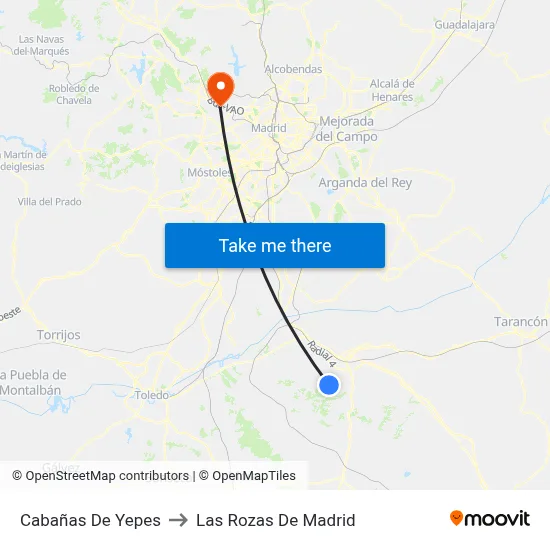 Cabañas De Yepes to Las Rozas De Madrid map