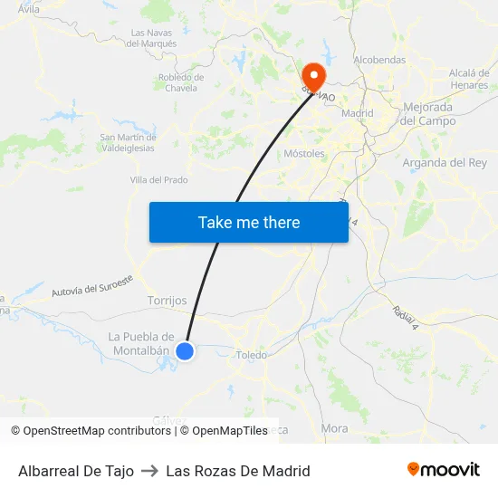 Albarreal De Tajo to Las Rozas De Madrid map