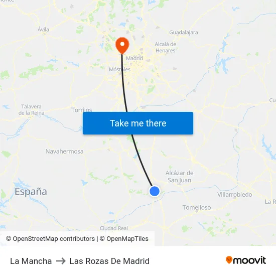 La Mancha to Las Rozas De Madrid map