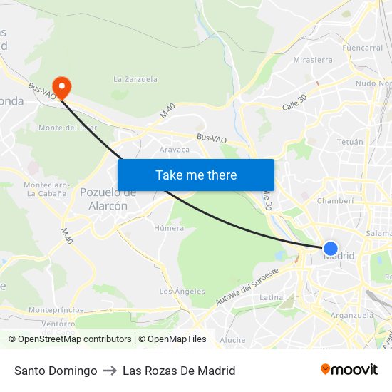 Santo Domingo to Las Rozas De Madrid map