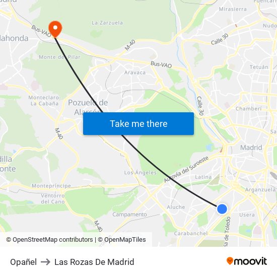 Opañel to Las Rozas De Madrid map