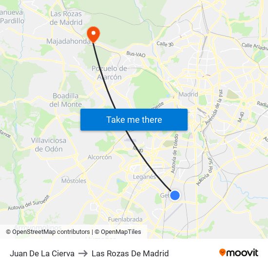 Juan De La Cierva to Las Rozas De Madrid map