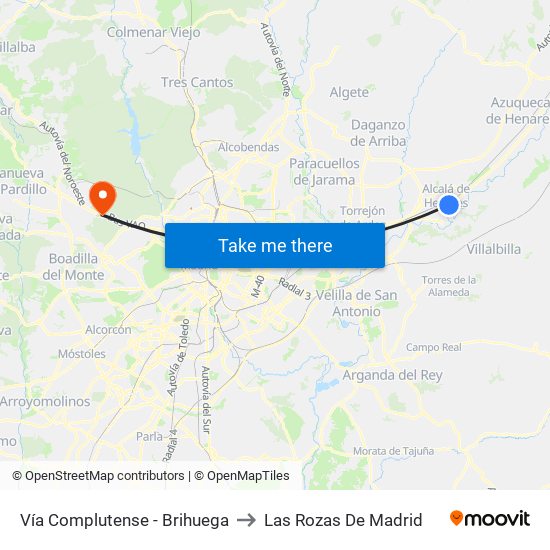 Vía Complutense - Brihuega to Las Rozas De Madrid map