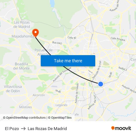 El Pozo to Las Rozas De Madrid map