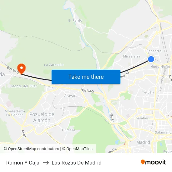 Ramón Y Cajal to Las Rozas De Madrid map