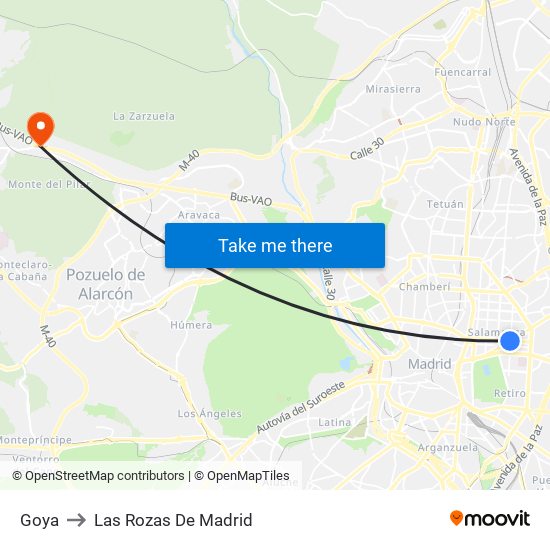 Goya to Las Rozas De Madrid map