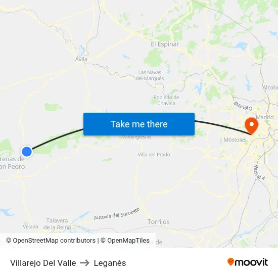 Villarejo Del Valle to Leganés map