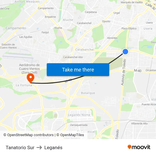 Tanatorio Sur to Leganés map