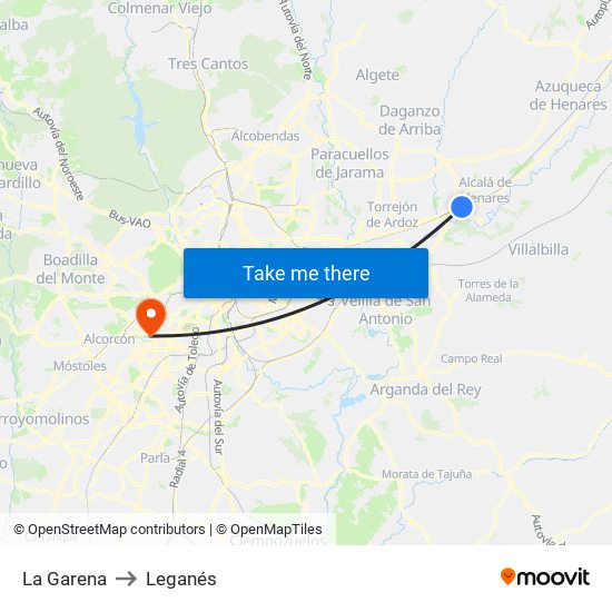 La Garena to Leganés map