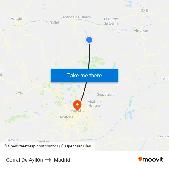 Corral De Ayllón to Madrid map