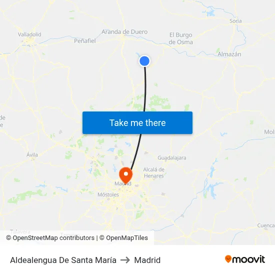 Aldealengua De Santa María to Madrid map